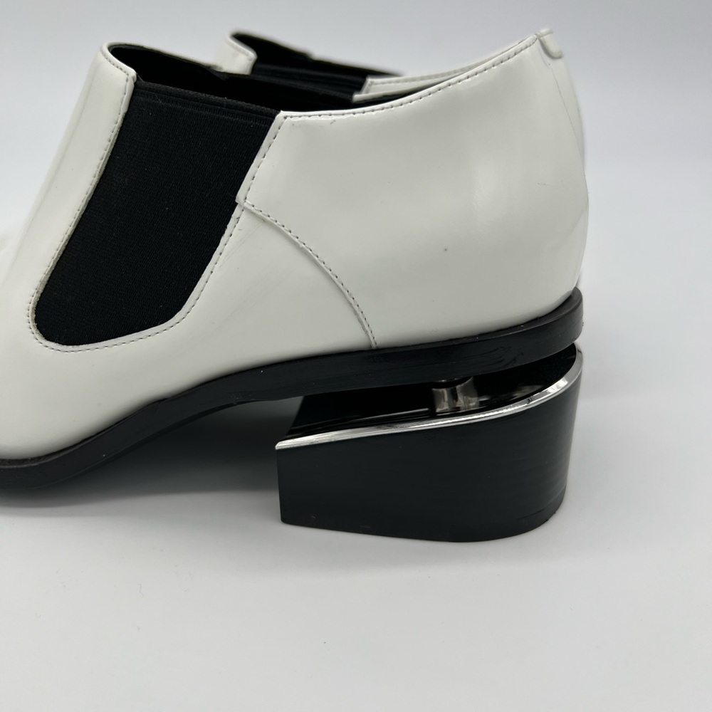 Alexander Wang Kori White Chelsea Leather Cutout Heel Chelsea Ankle Boots Size 6 - Picture 11 of 16
